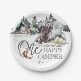 Prato De Papel Festa de aniversário Rustic One Happy Camper