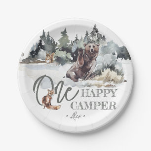 Prato De Papel Festa de aniversário Rustic One Happy Camper