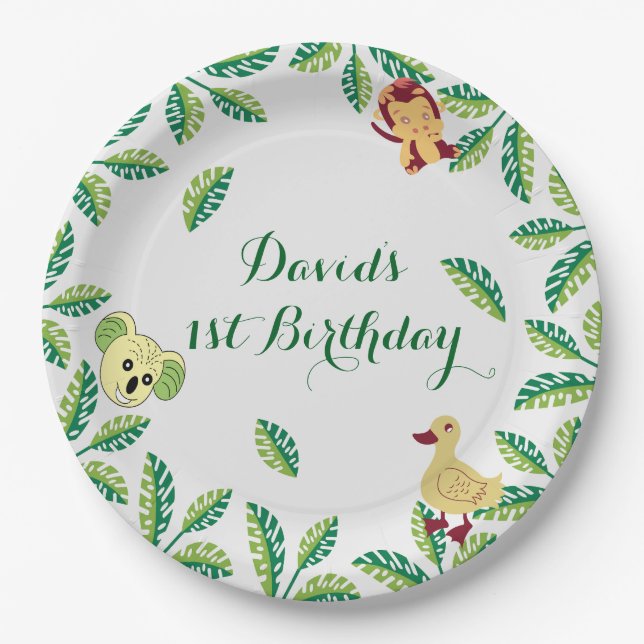 Prato De Papel Festa de aniversário Safari personalizável (Frente)