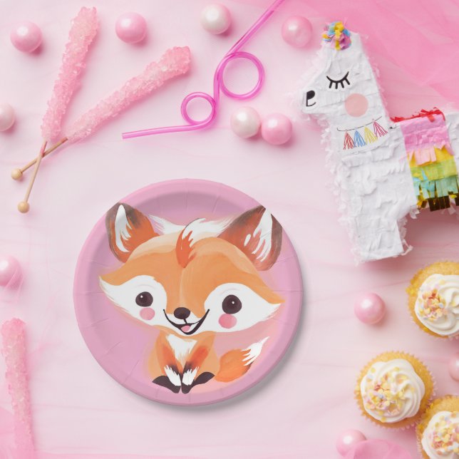 Prato De Papel Festa de aniversário selvagem da Raposa Vermelha D (Festa)