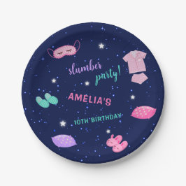 Prato De Papel Festa de aniversário Sleepover Sleepover Rosa Púrp