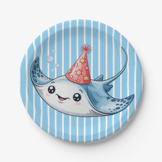 Prato De Papel Festa de aniversário Stingray (Frente)