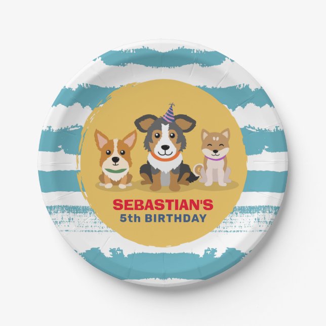 Prato De Papel Festa de aniversário temática Cão-Cães-Cãozinho (Frente)