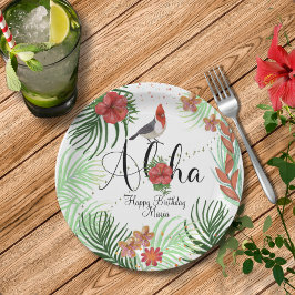 Prato De Papel Festa de Aniversário Tropical Havaiana Personalizá
