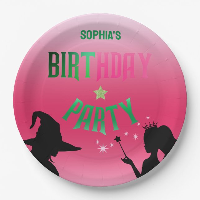 Prato De Papel Festa de aniversário Verde Rosa Glinda (Frente)