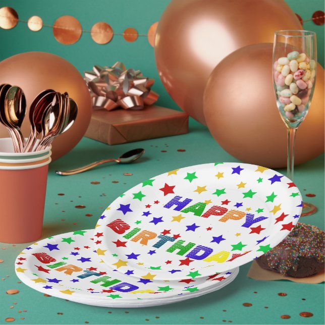 Prato De Papel Festa de aniversário vermelha moderna e simples (Múltiplo)