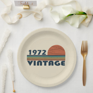 Prato De Papel Festa de aniversário vintage nascida em 1972