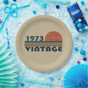 Prato De Papel Festa de aniversário vintage nascida em 1973