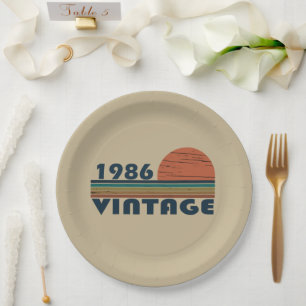 Prato De Papel Festa de aniversário vintage nascida em 1986