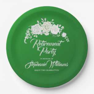 Prato De Papel Festa de Aposentadoria Feminina Borda de Rosa Bran