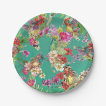 Festa de Aquarela de Beija-flores Florais Tropicai