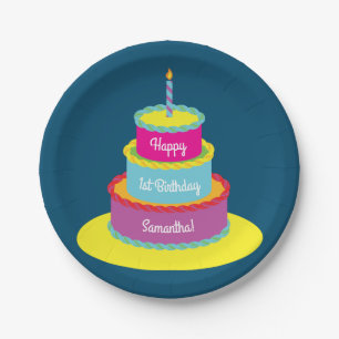 Prato De Papel Festa de Bolo de Aniversário