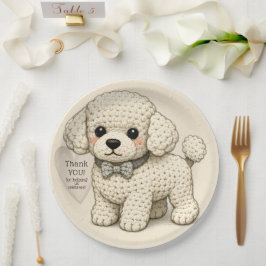 Prato De Papel Festa de Cachorrinho de Poodle Adorável Ilustração