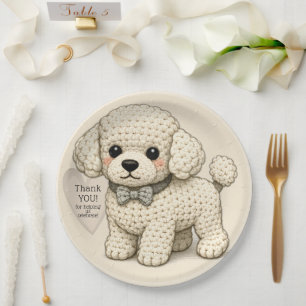 Prato De Papel Festa de Cachorrinho de Poodle Adorável Ilustração