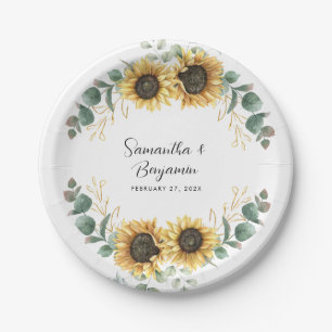 Prato De Papel Festa de casamento Eucalyptus Sunflower