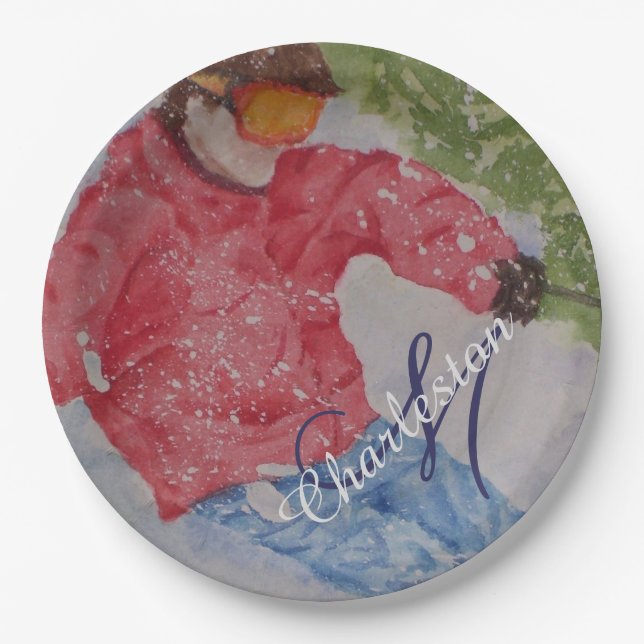 Prato De Papel Festa de Celebração de Esqui (Frente)