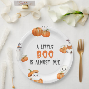Prato De Papel Festa de Chá de fraldas de Abóbora de Boo Hallowee