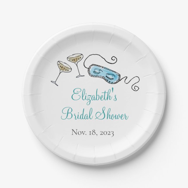 Prato De Papel Festa de Cocktail dos Anos 1960 Ilustrada à Mão Fe (Frente)