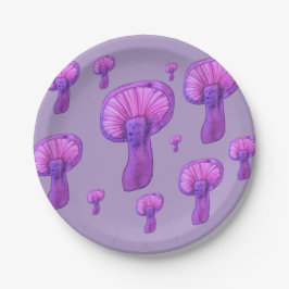 Prato De Papel Festa de cogumelos roxos
