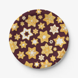 Prato De Papel Festa de Cookie de Natal com fundo de Borgonha