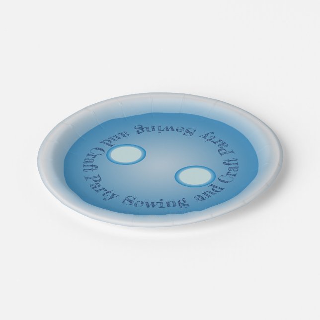 Prato De Papel Festa de costura e Artesanato de botão azul (Inclinado)