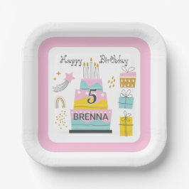 Prato De Papel Festa de Criança Feliz de Aniversário Whimsical