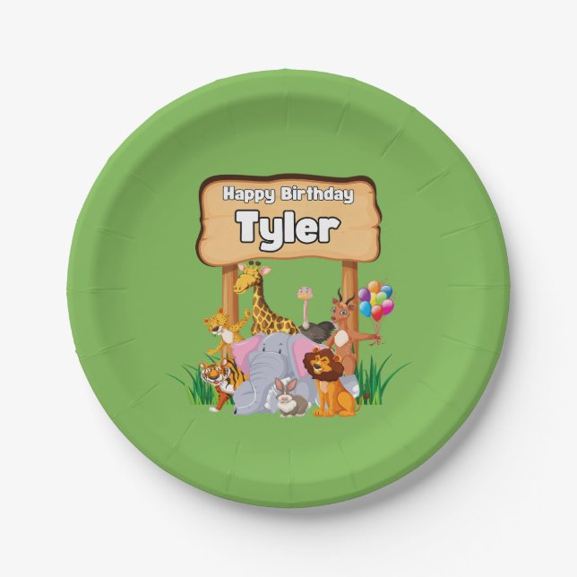 Prato De Papel Festa de Crianças do Zoo Fantástico (Frente)