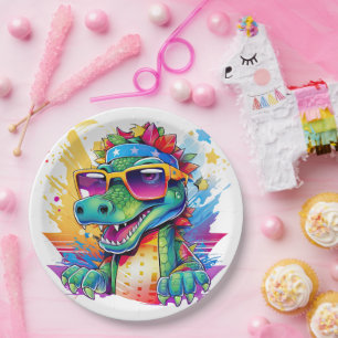 Prato De Papel Festa de Crocodilo de Aniversário Divertido