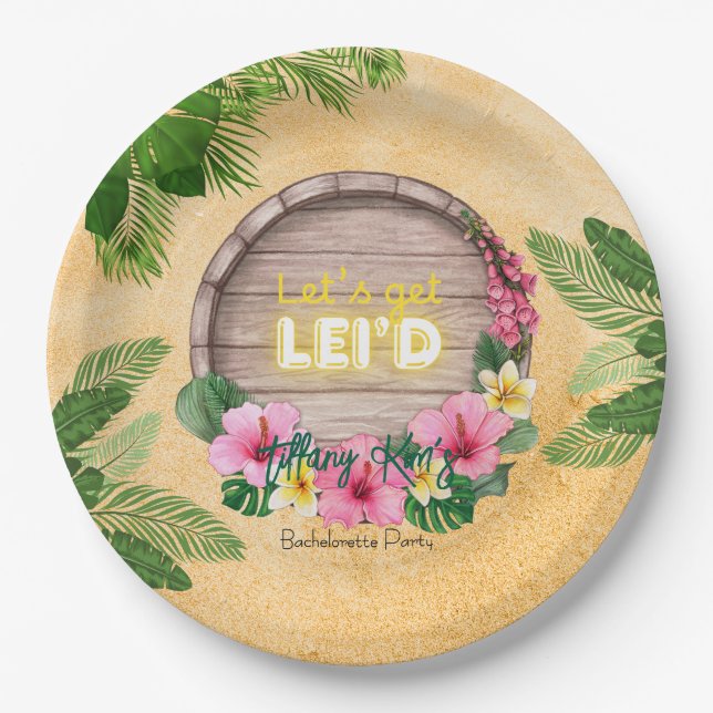 Prato De Papel Festa de Despedida de Solteira no Havaí (Frente)