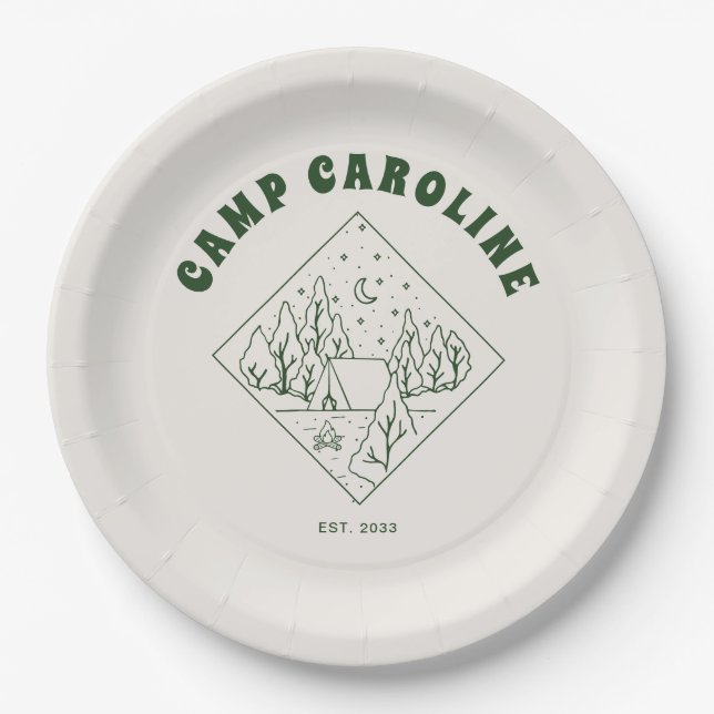 Prato De Papel Festa de Despedida de Solteira Tema Camping (Frente)