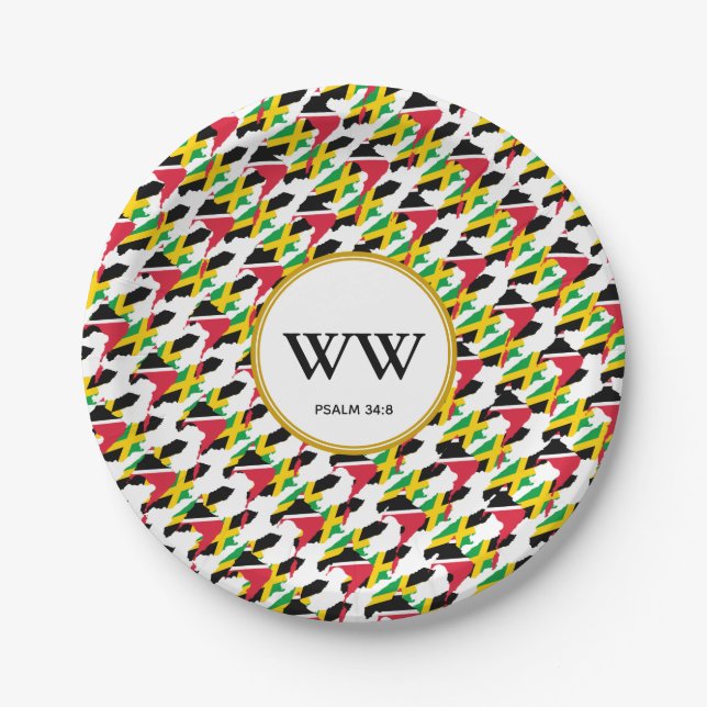 Prato De Papel Festa de Dupla Herança JAMAICA TRINIDAD (Frente)