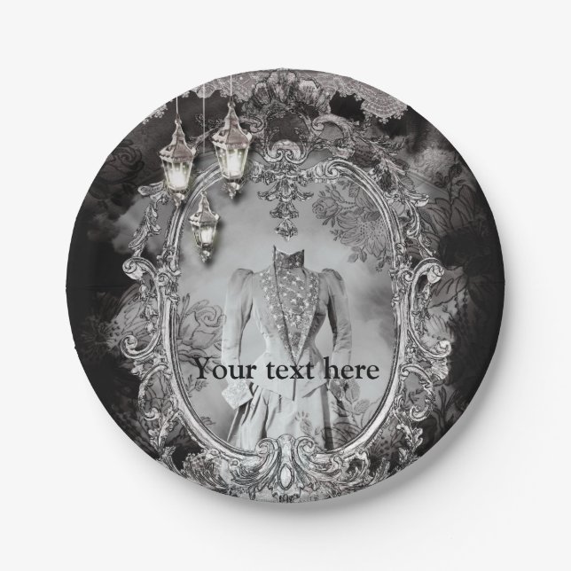 Prato De Papel Festa de Fantasias de Halloween da Senhora Assombr (Frente)