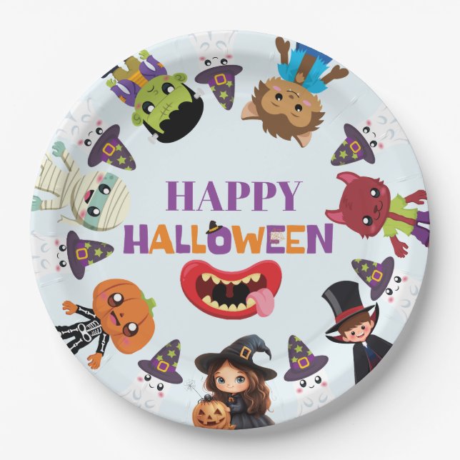 Prato De Papel Festa de Figurino de Halloween para Crianças Bonit (Frente)