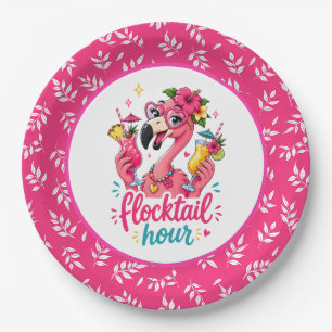 Prato De Papel Festa de Flocktail de flamingo rosa engraçado na p