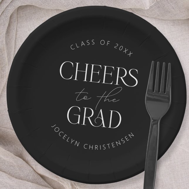 Prato De Papel Festa de Formando Personalizada de Saúde Branca Ne (Shown on a 7" round paper plate)