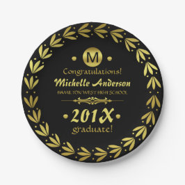 Prato De Papel festa de formatura 2023 | Laurel Wreath Dourado Bl