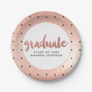 Prato De Papel Festa de formatura Dourado cor-de-rosa do nome