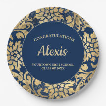 Festa de formatura Elegante Marinho azul Dourado