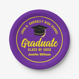 Prato De Papel Festa de formatura Formando Amarelo Roxo