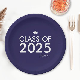 Prato De Papel Festa de formatura Personalizada Azul do Marinho M
