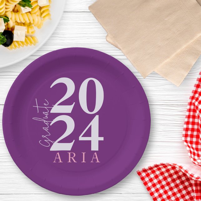 Prato De Papel Festa de formatura roxa Na moda moderna (Criador carregado)