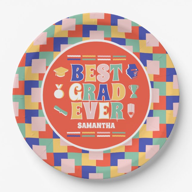 Prato De Papel Festa de formatura Vermelha Eterna do Melhor Forma (Frente)