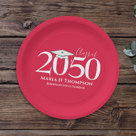 Prato De Papel Festa de formatura Vermelha Simples Personalizada