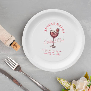 Prato De Papel Festa de Galentine's Day de Cocktail Branco para G
