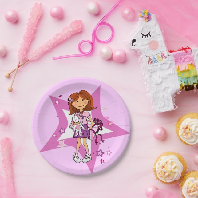 Prato De Papel Festa de garotas escuras e roxas (Festa)