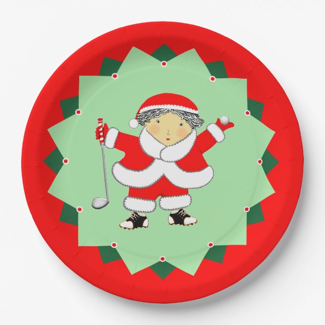 Prato De Papel Festa de Golfe das Férias de Natal (Frente)