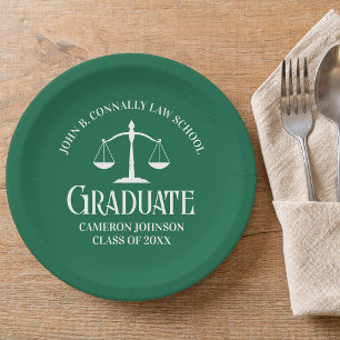 Prato De Papel Festa de Graduação Personalizada em Verde Branco n