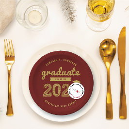Prato De Papel Festa de Graduação Tipografia Rascunho Dourado Neg