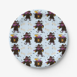 Prato De Papel Festa de Halloween da Bruxa Assustadora