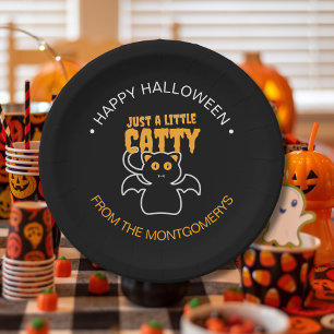 Prato De Papel Festa de Halloween de Cotação Engraçado de Gato Ne